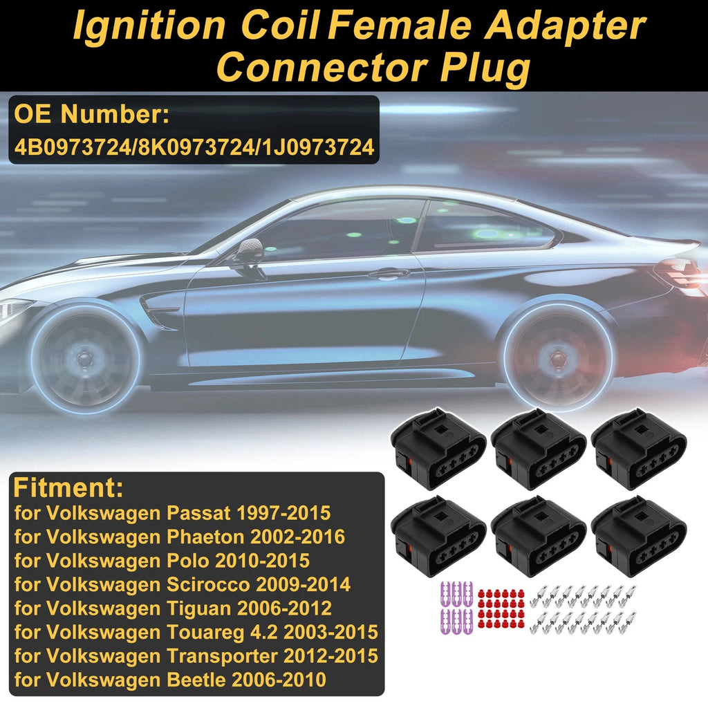 Set of 4 Ignition Coil Connector Plugs for Volkswagen Passat (No. 4B0973724)