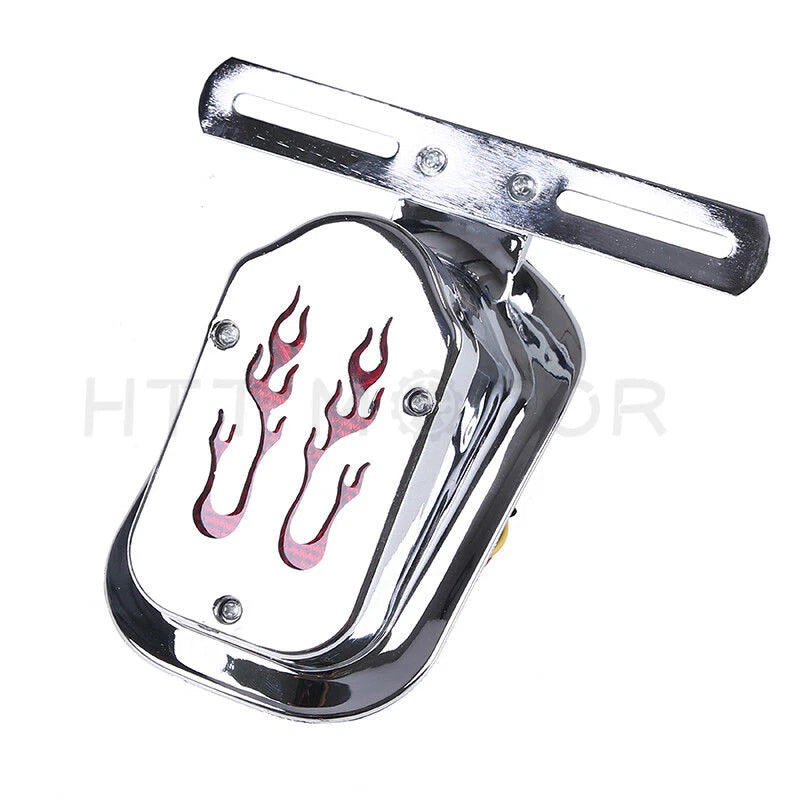 12V Flame Brake Tail Light Metal Bracket for Harley Cruiser Chopper KTM