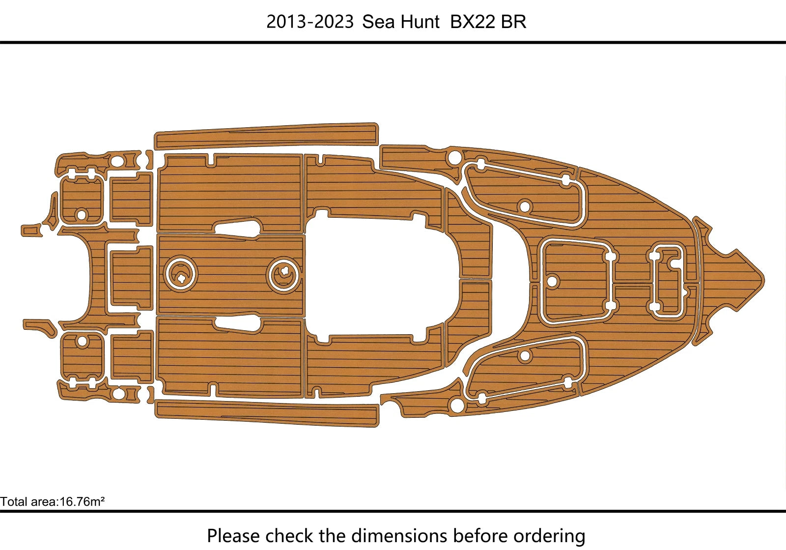 Seadek Swim Platform Cockpit Foam EVA Teak Flooring for Sea Hunt BX 22 BR (2013)