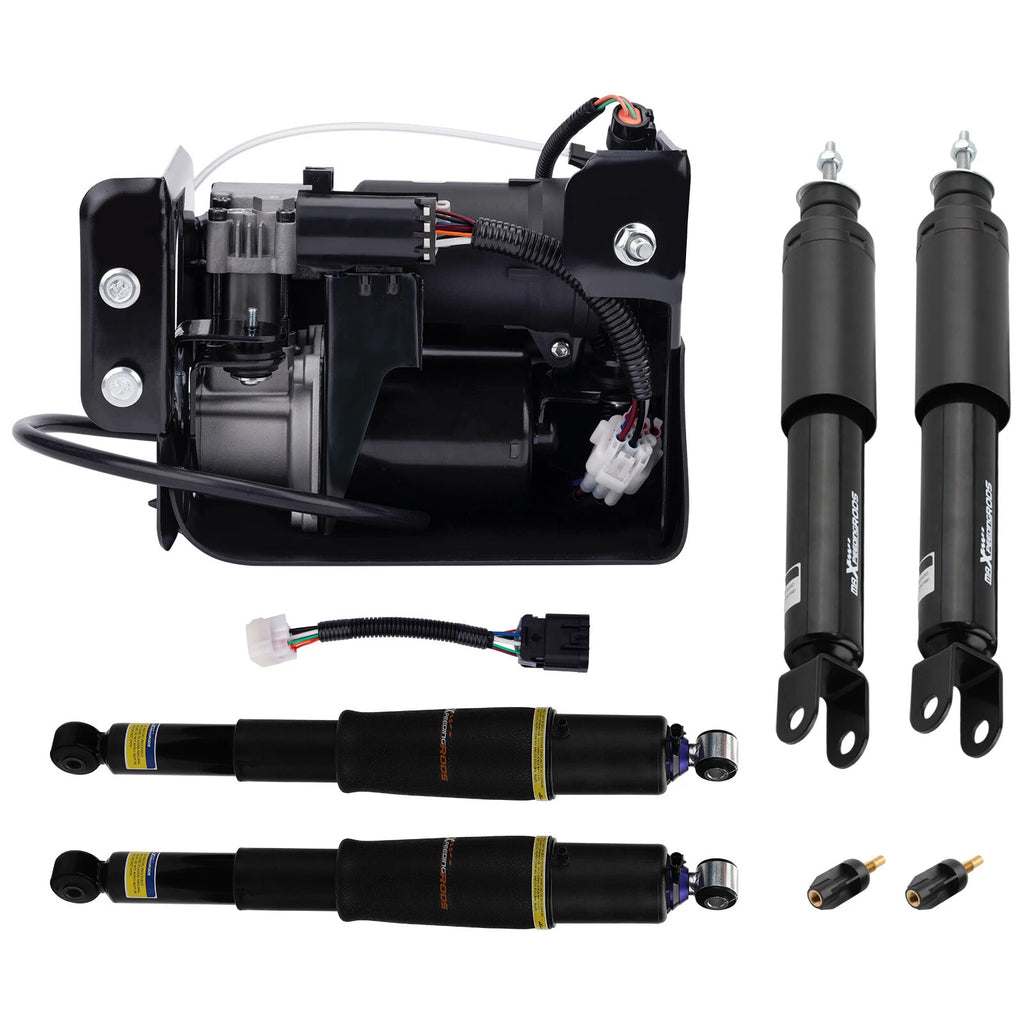 4x Air Suspension Shocks + Air Pump for Cadillac Escalade, Suburban, GMC (2000–2020)