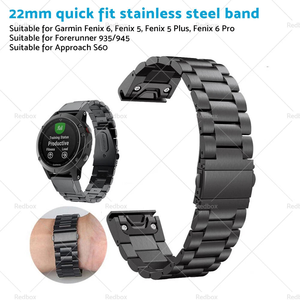 Stainless Steel Quick Fit Watch Band for Garmin Fenix 5 6 (22mm)