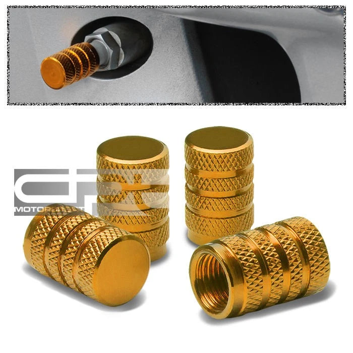 Set of 4 Aluminum Tire Rim Valve Air Port Dust Cover Caps - Gold