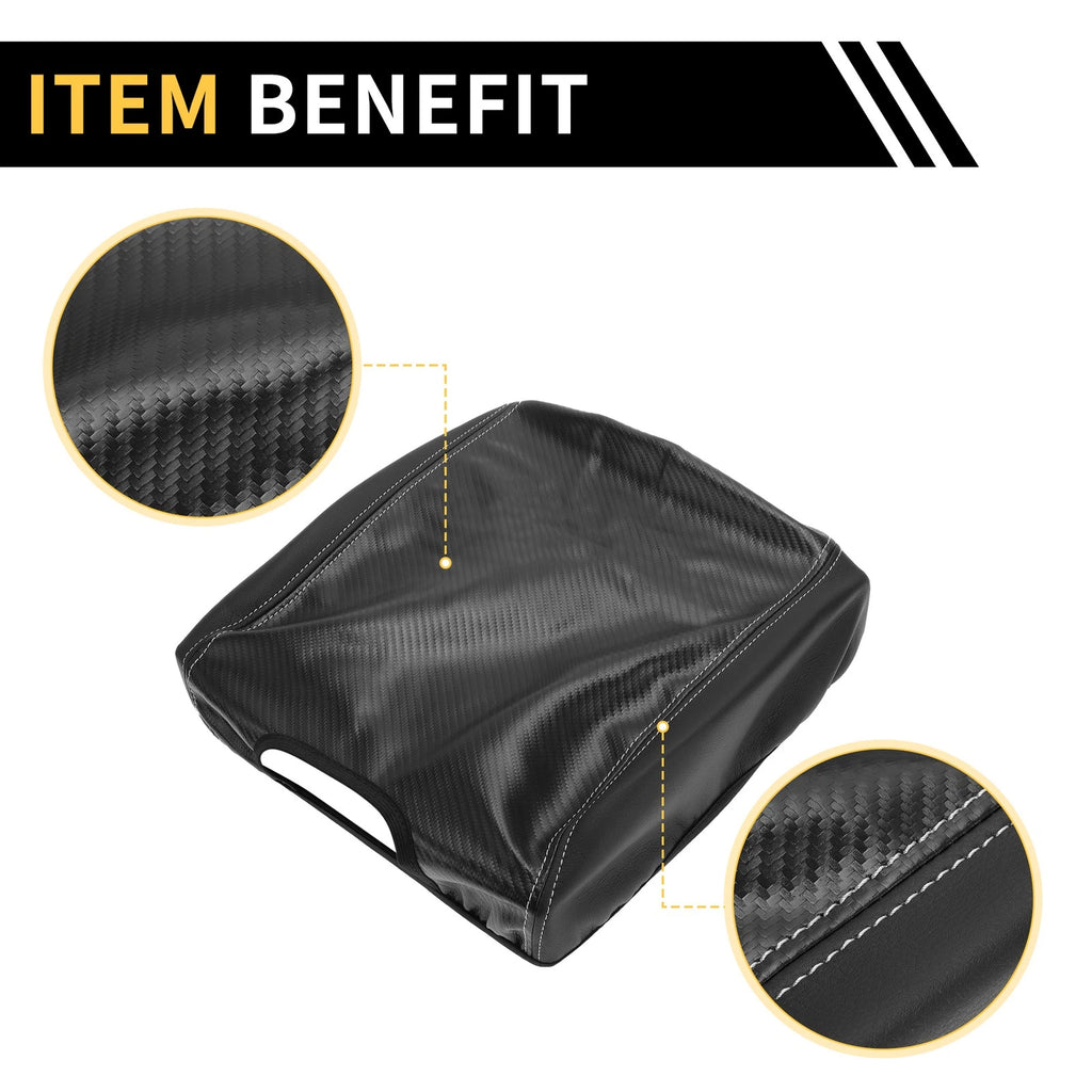 Armrest Cover for Ford F-150 (Microfiber Leather, Carbon Fiber, Black)