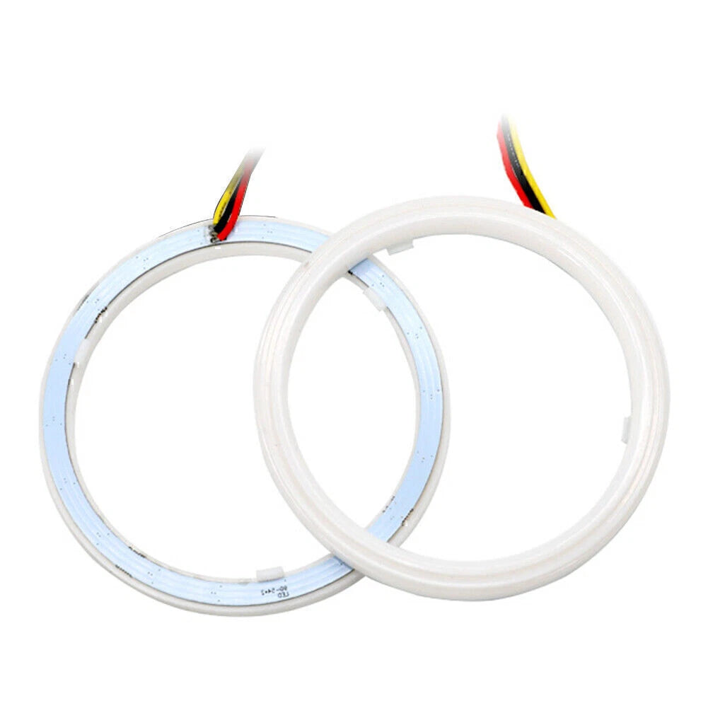2X 90MM White Amber Switchback LED Angel Eyes for Car Headlight Retrofit