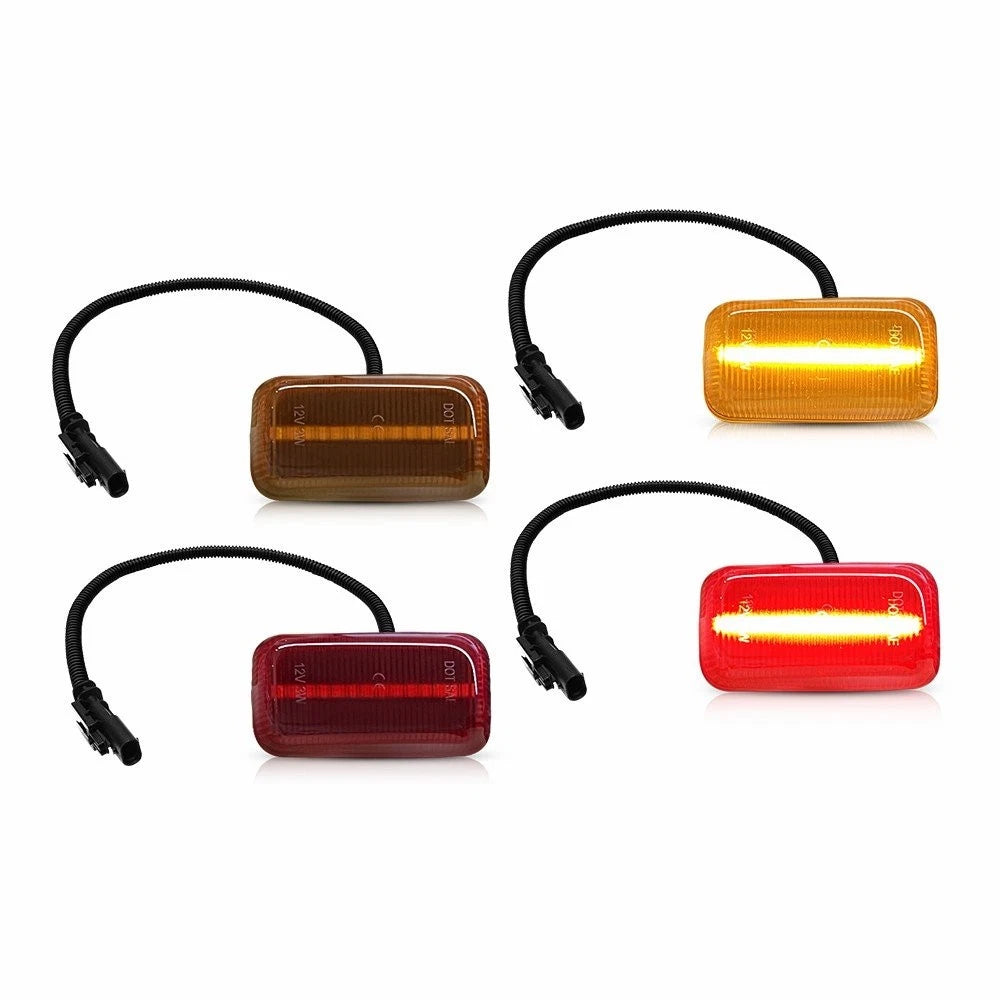 Set of 4 Red Amber LED Fender Marker Lights for GMC Sierra 2500HD 3500HD (2015–2023)