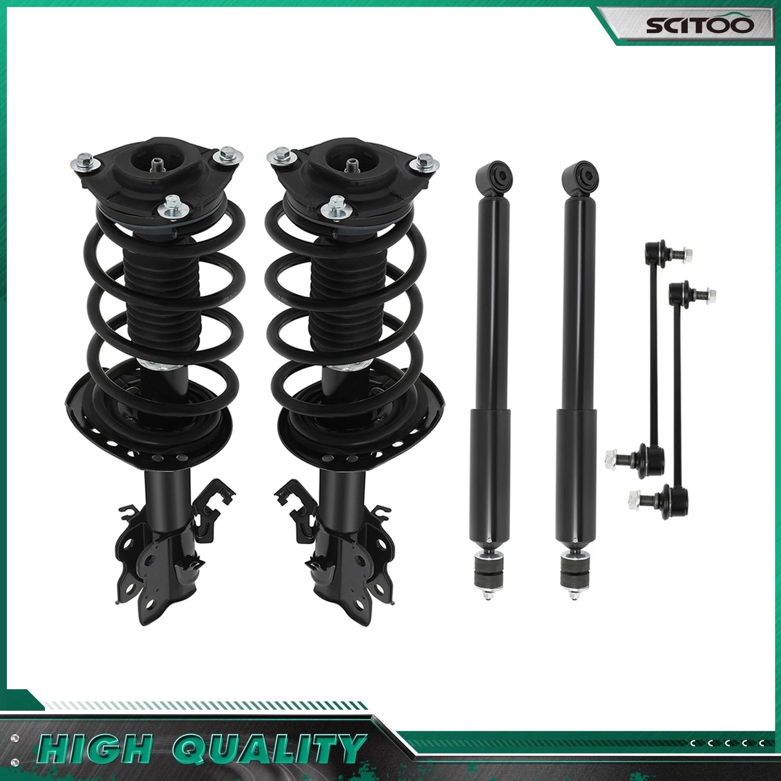 Front Struts Rear Shocks Sway Bars Kit Coil Spring for Nissan Sentra (2014–2019)
