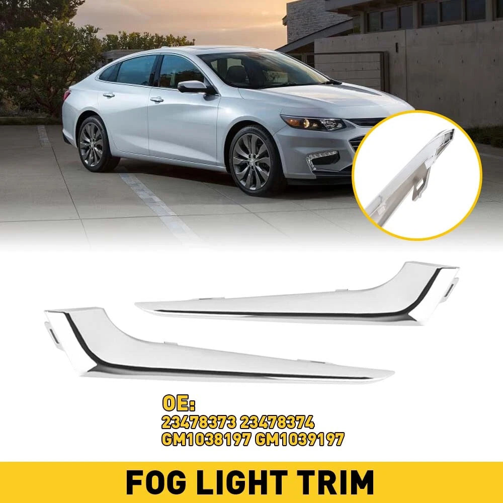 Chrome Front Bumper Fog Light Molding Cover for Chevy Malibu (2016–2018)