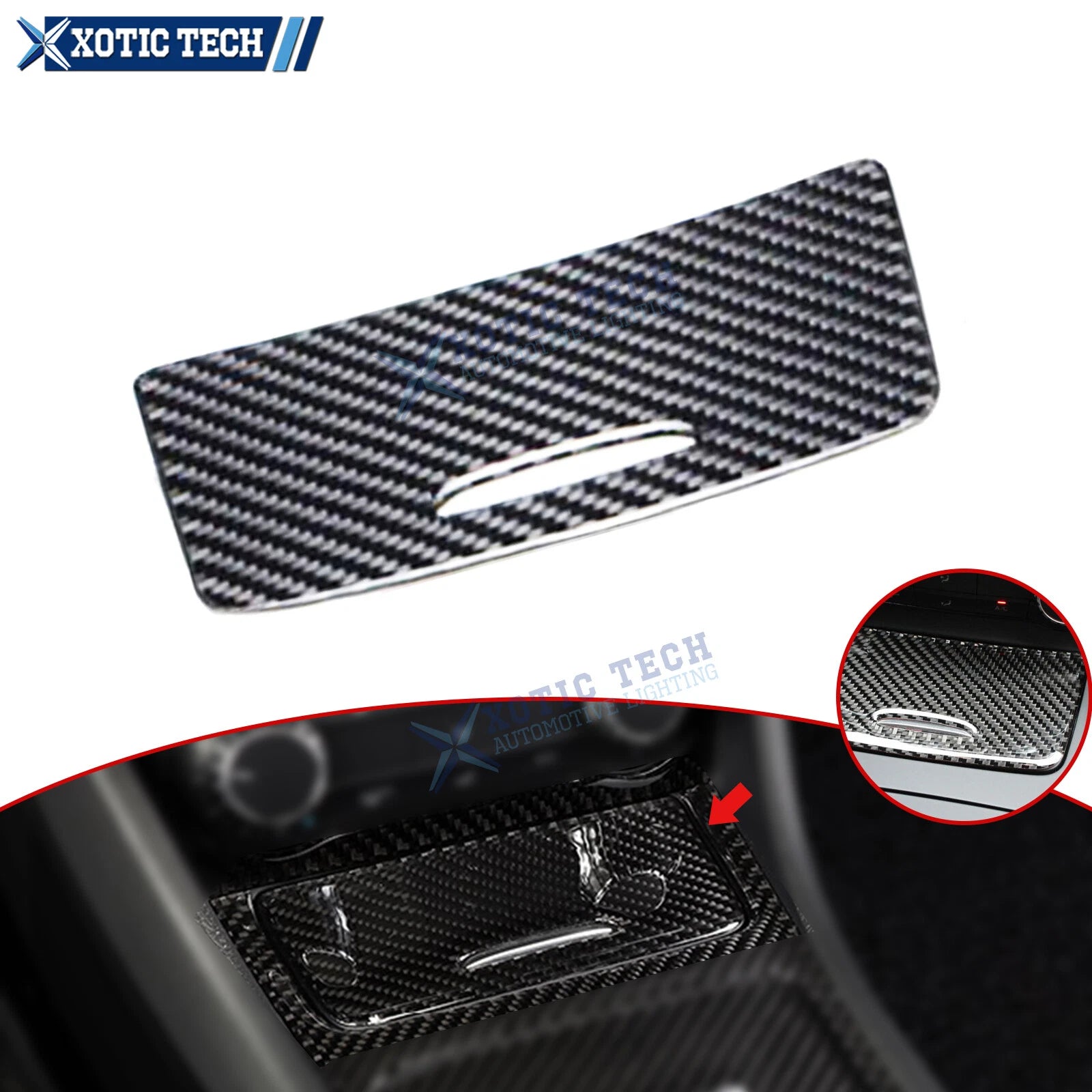 Carbon Fiber Storage Container Trim for Mercedes-Benz CLA180 (2015–2018)