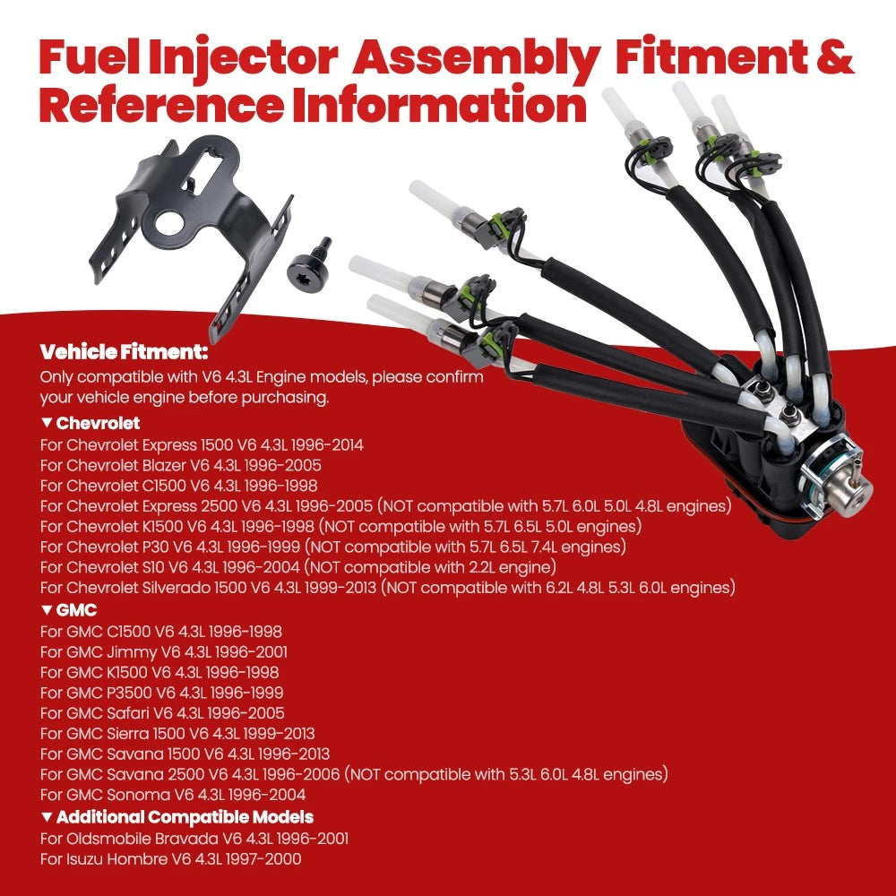 FJ503 Fuel Injector for Chevy Silverado 1500, S10, GMC 4.3L V6 (1996–2002)