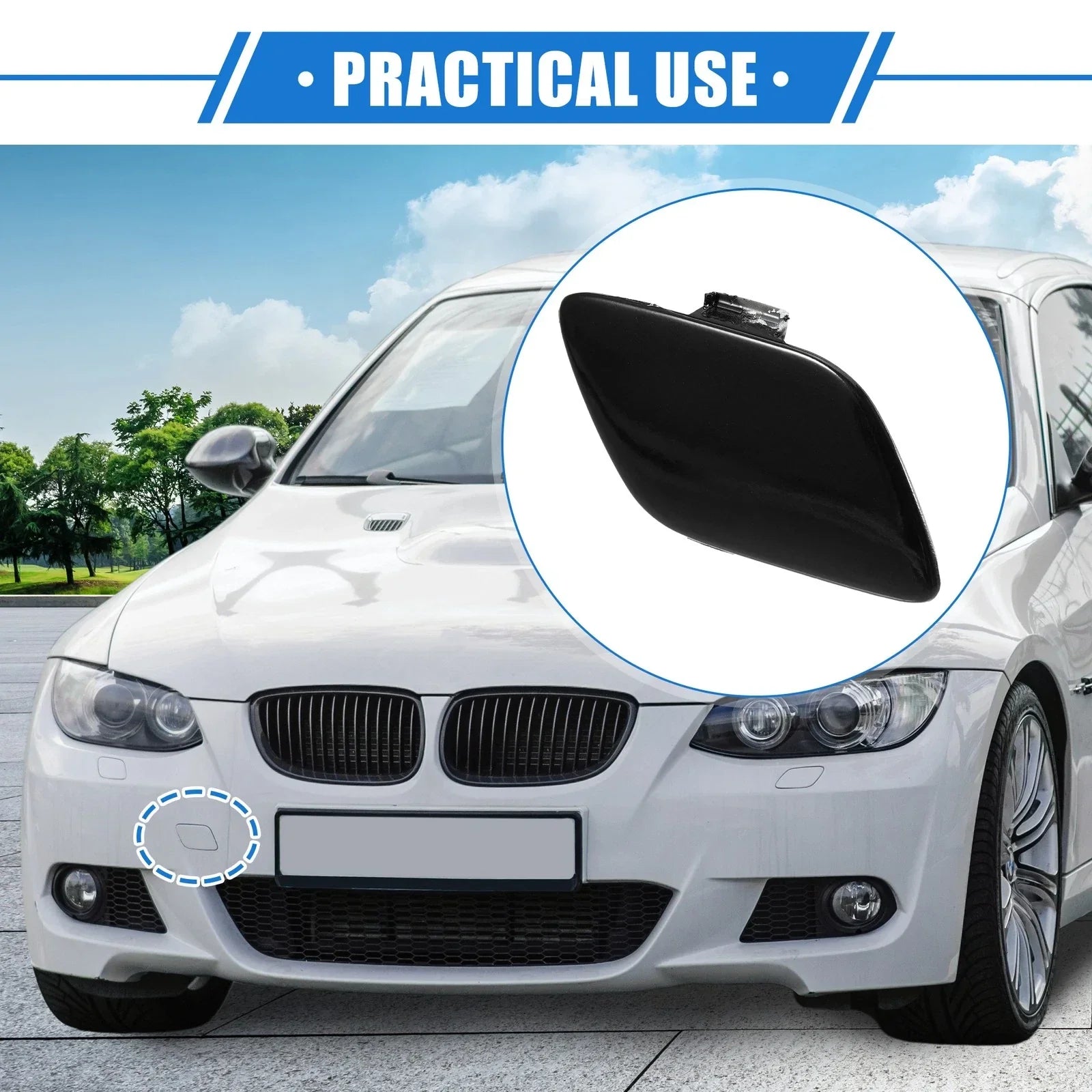 Tow Hook Eye Hole Cover Cap Plastic Black Front Right for BMW E93 (2007 - 2010)