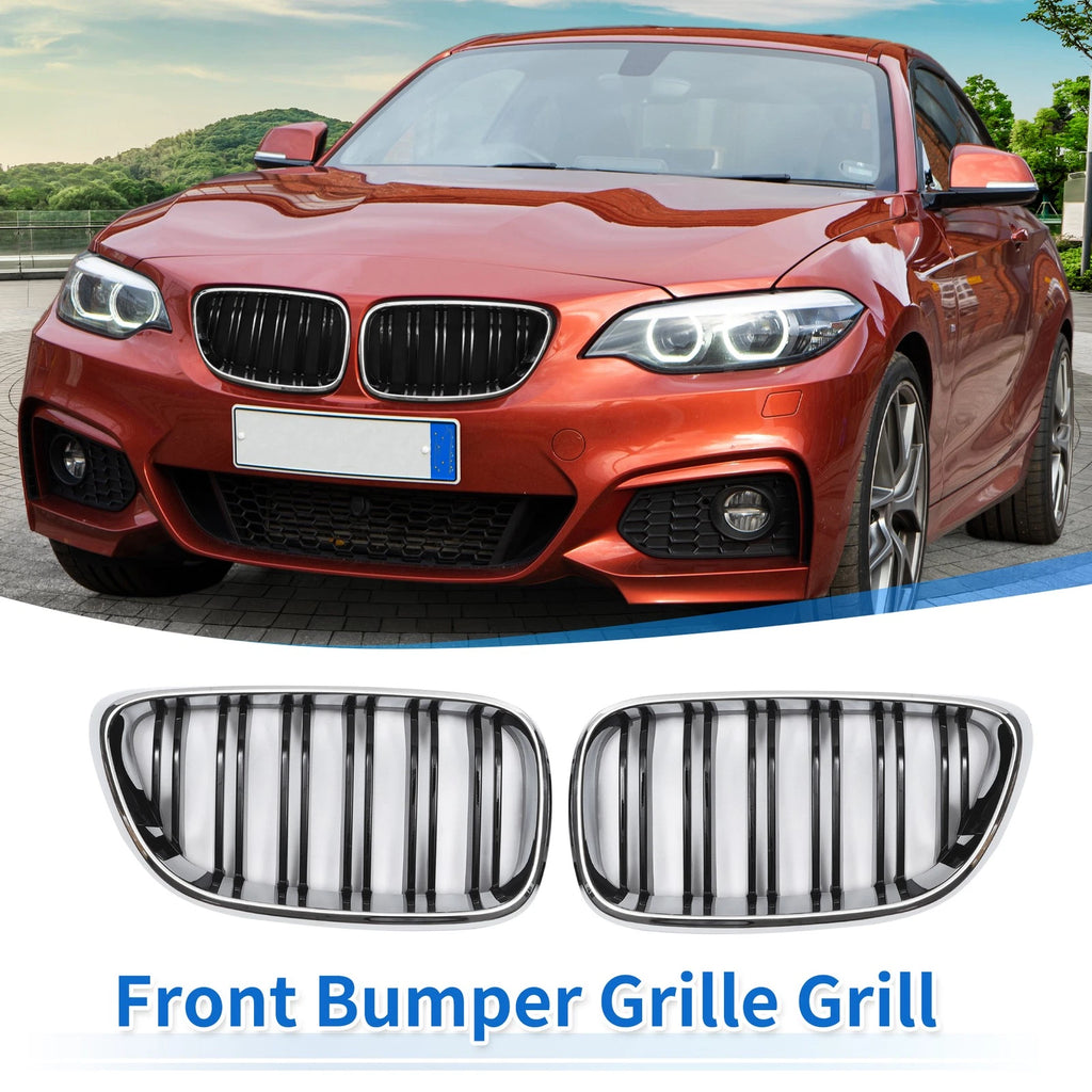 Pair Front Upper Bumper Grille for BMW 2 Series F22 (2014–2021) Chrome