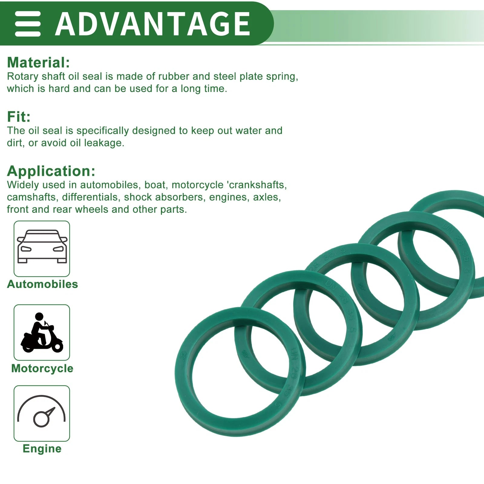 Set of 5 Oil Seal Ring 28x35x5mm for Rotary Shaft (High Pressure)
