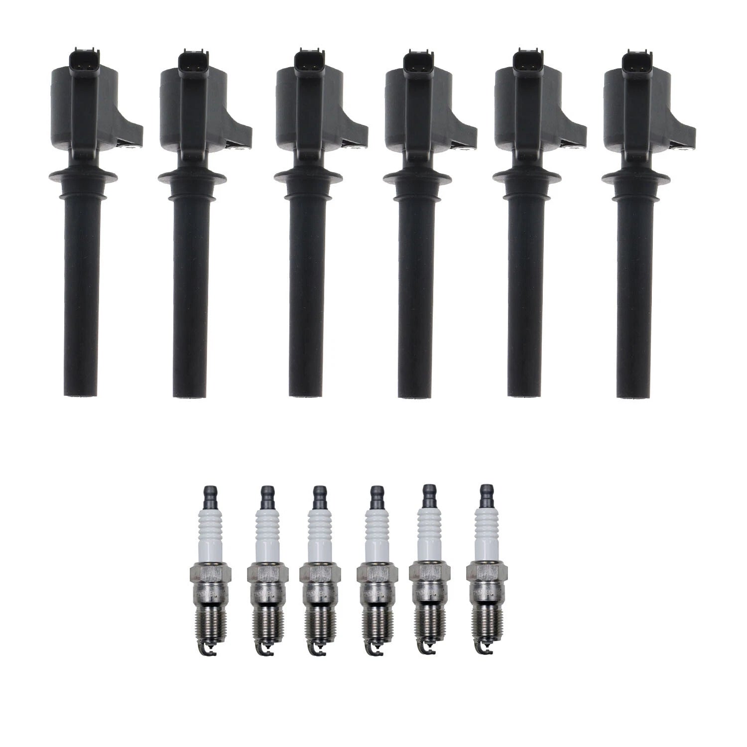 Set of 6 Ignition Coils & Spark Plugs for Ford Escape MPV (2001–2007)