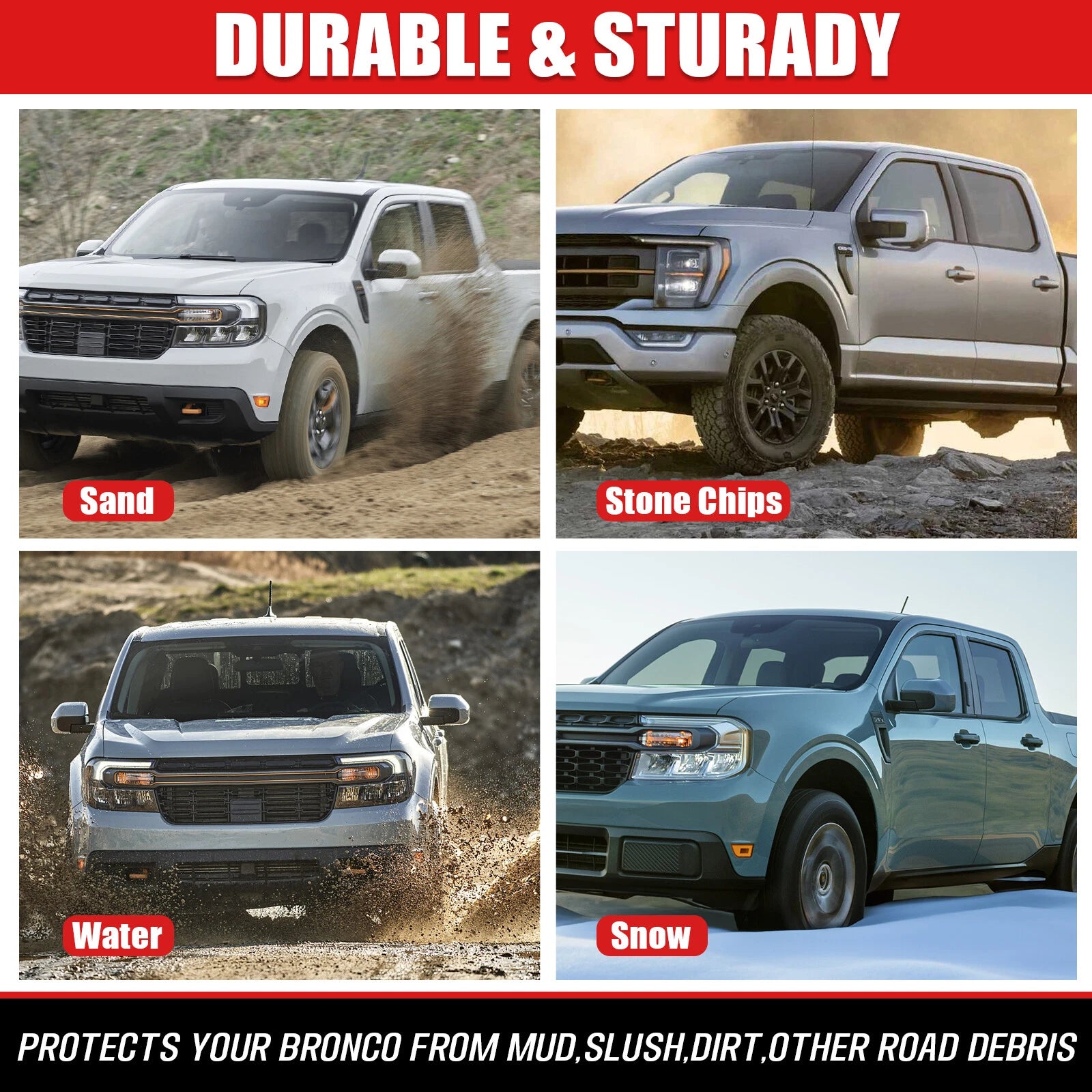 Set of 4 Molded Mud Flaps Splash Guards for Ford Maverick (2022–2023)