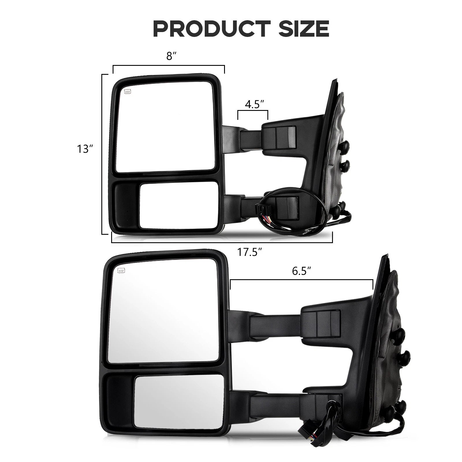Set of 2 Chrome Power Heated Signal Towing Mirrors for Ford F250 (2008–2016)