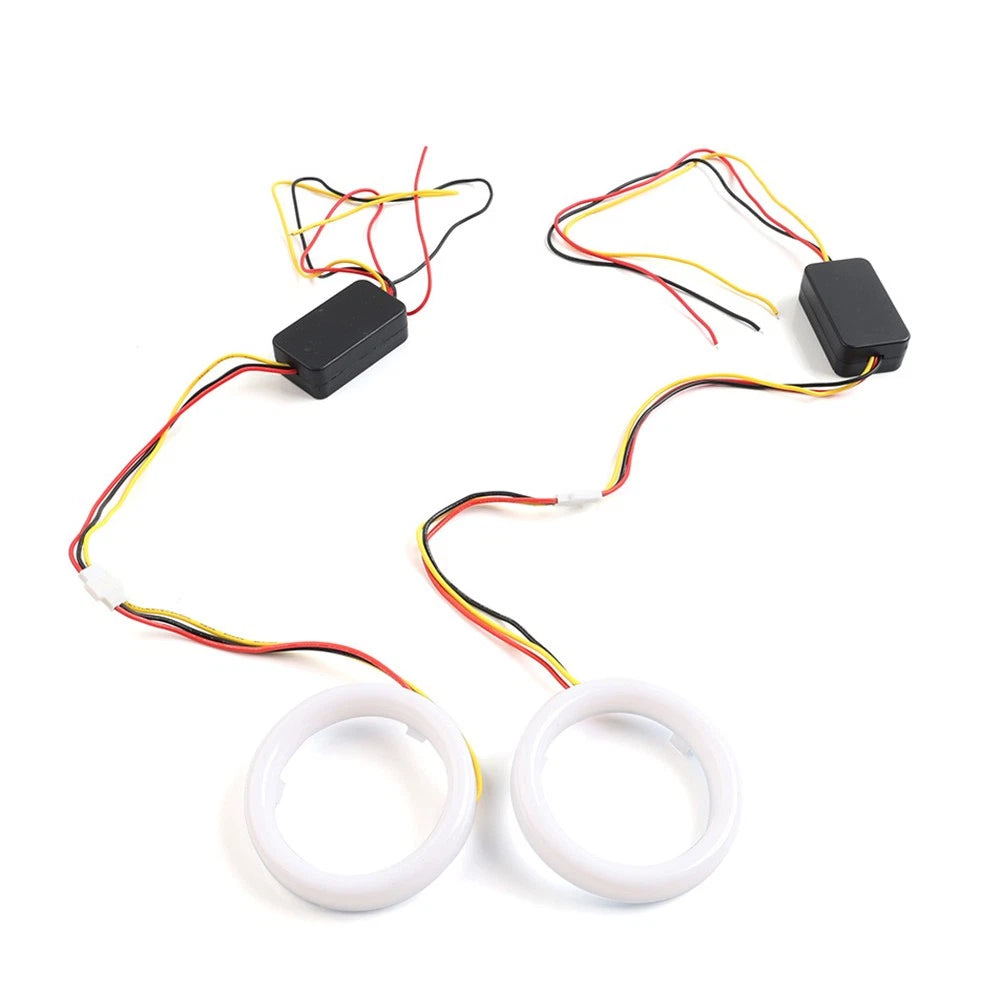 2X 80MM White Amber Switchback LED Halo Rings for Auto Headlight Retrofit