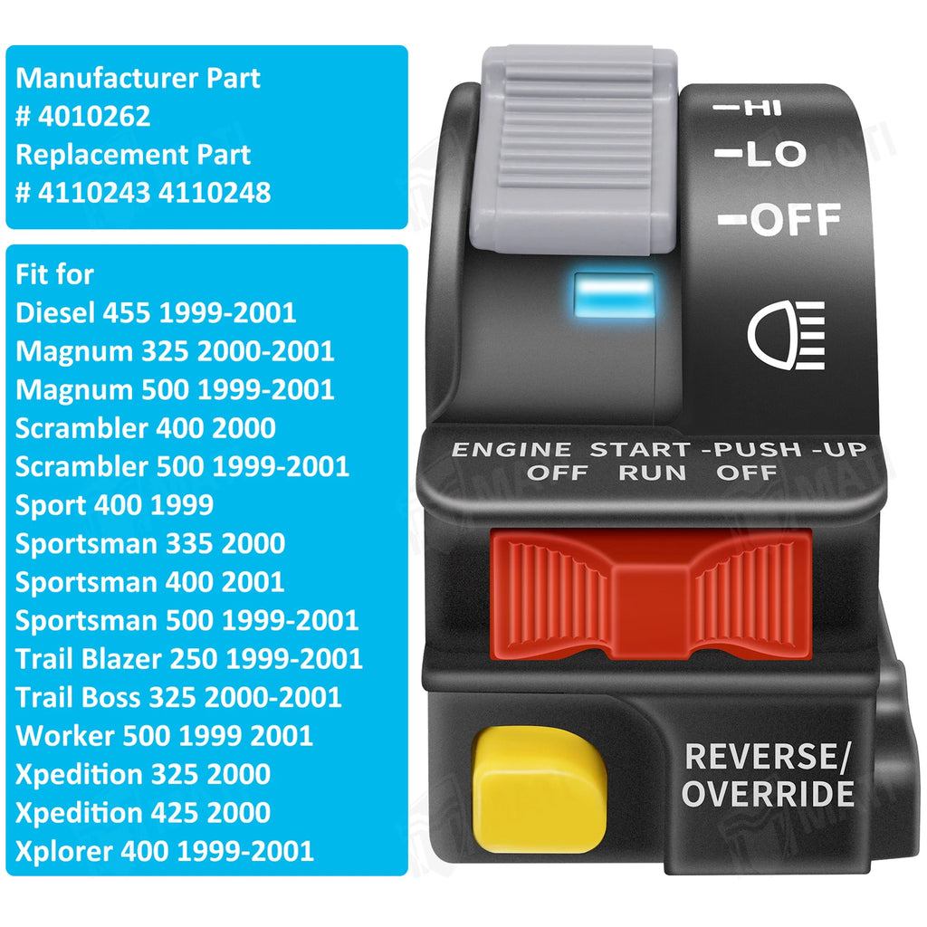 Left Handlebar Start Kill Switch for Polaris Worker 500, Trail Boss 325 (1999–2001)