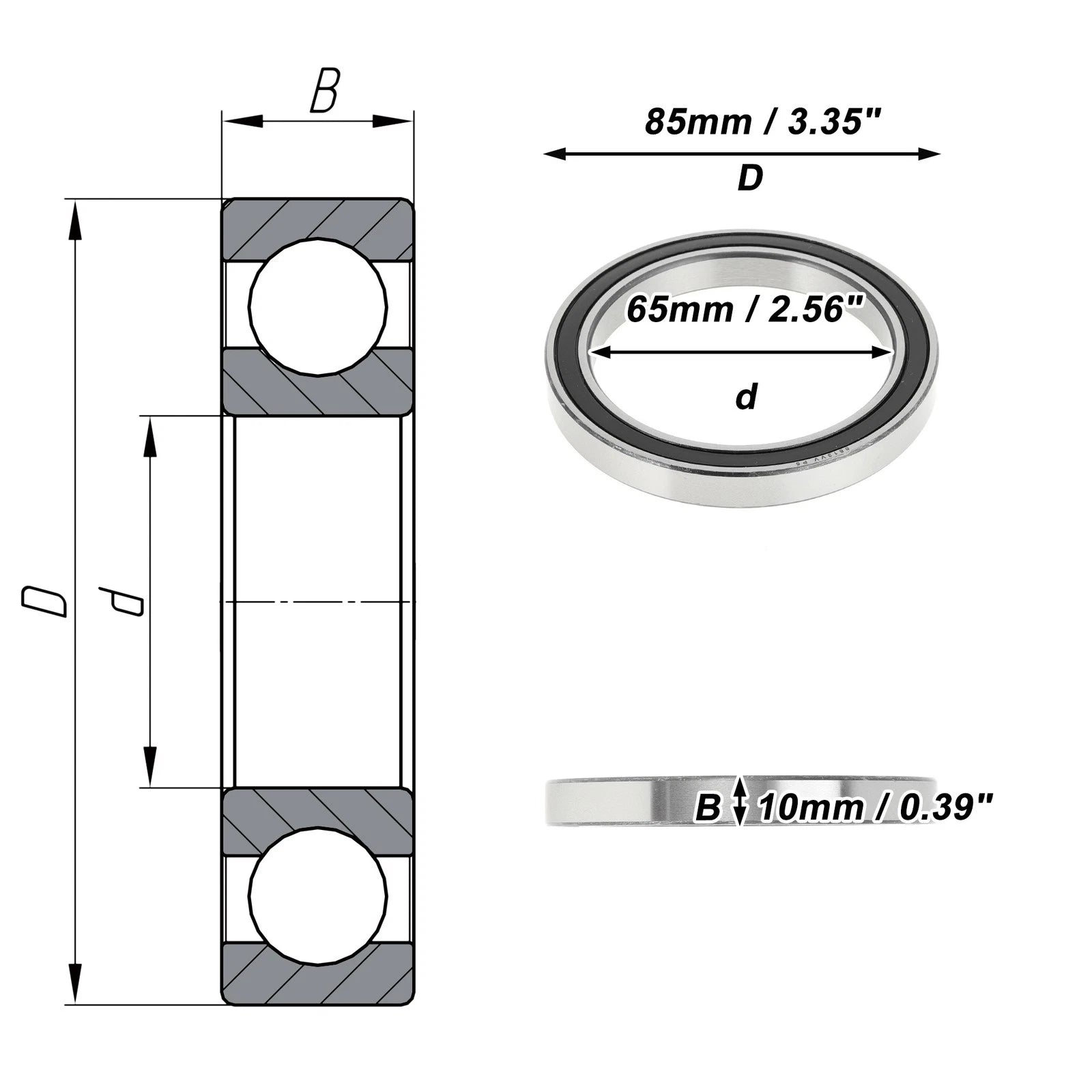 Deep Groove Ball Bearing 6813VV for Scooter Skateboard Wheel (P5, 65x85x10mm)