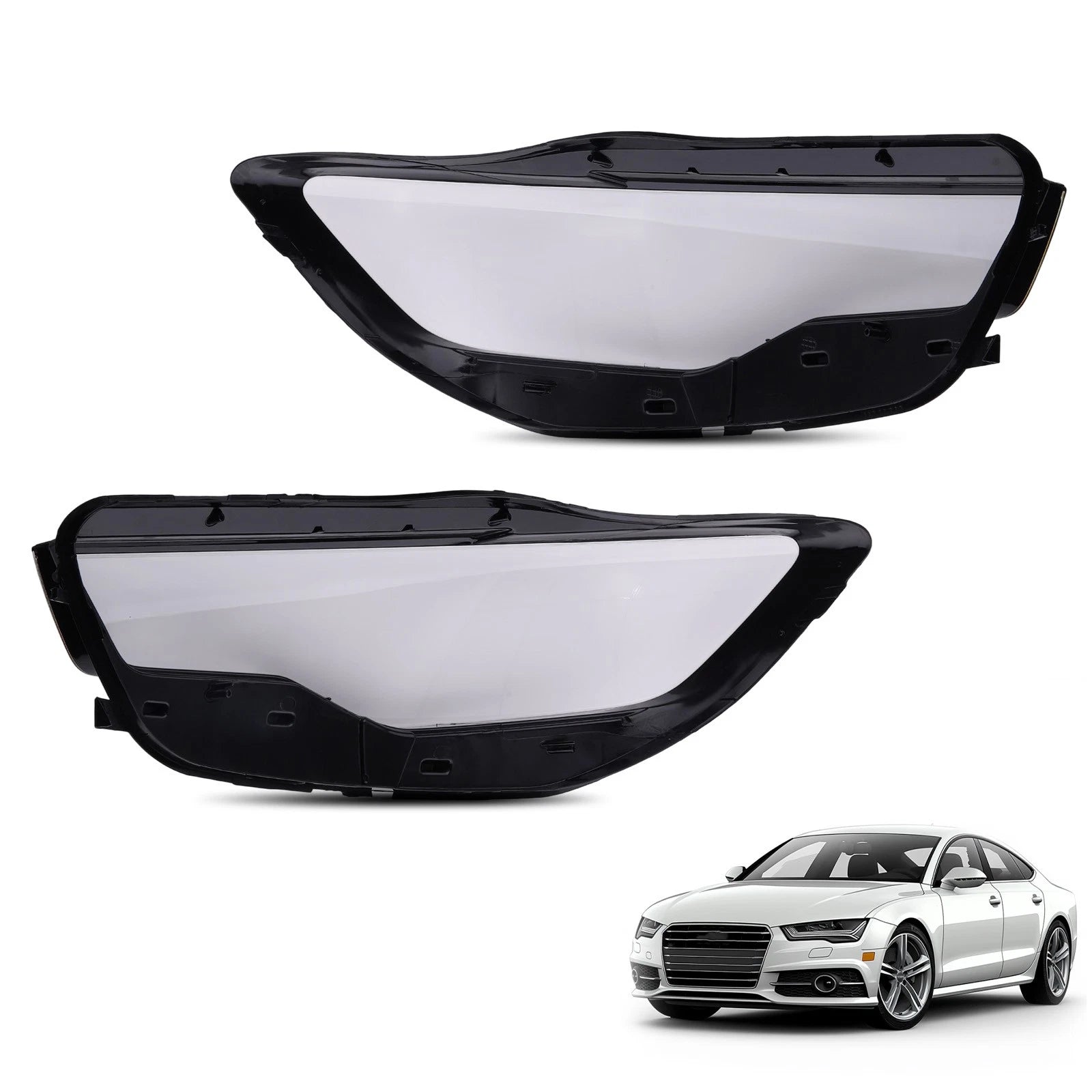 Set of 2 Headlight Lens Covers for Audi A6 C7 (2011–2015) 4G0941043E