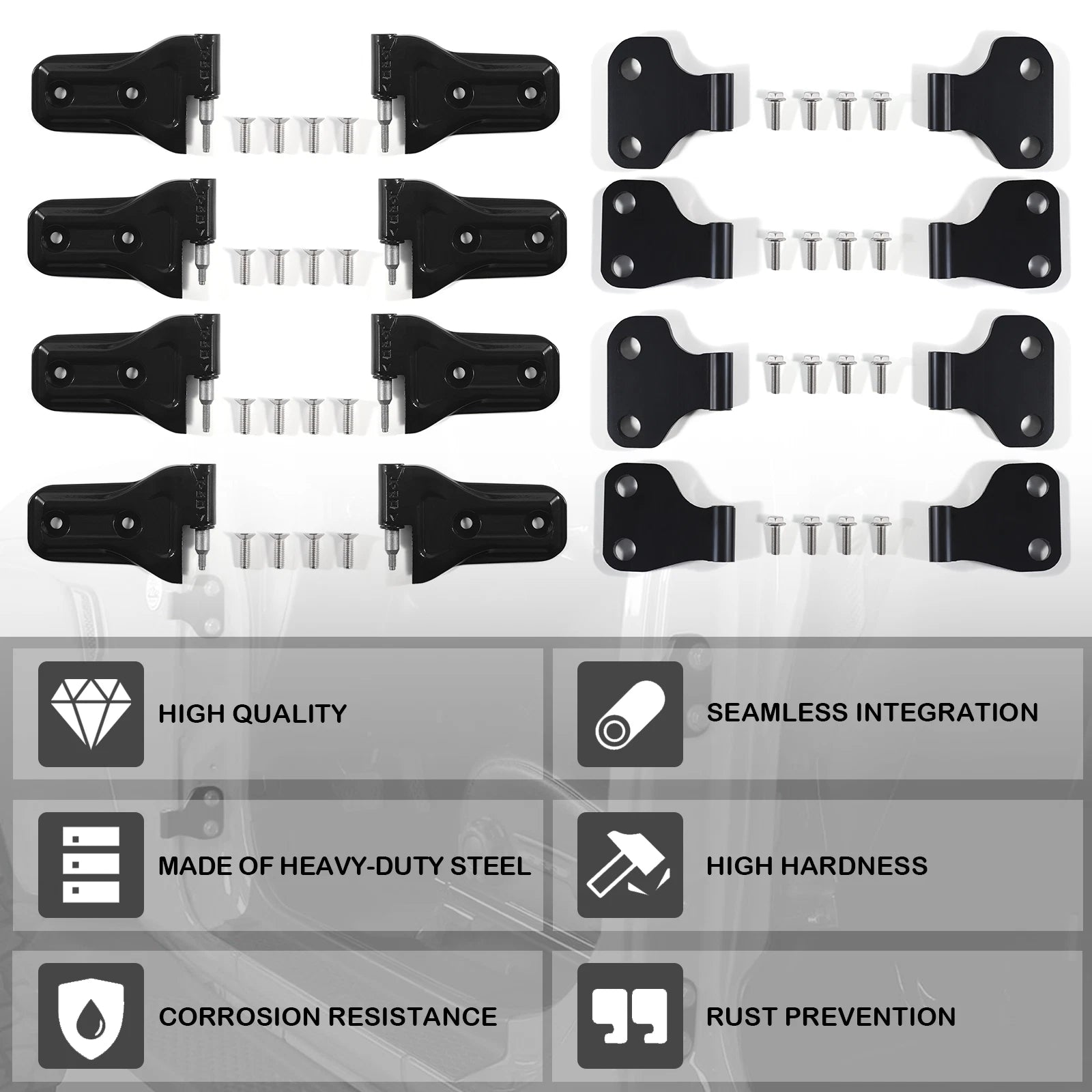 16X Door Hinges for Jeep Wrangler JL (2018–Present) Powder Coat
