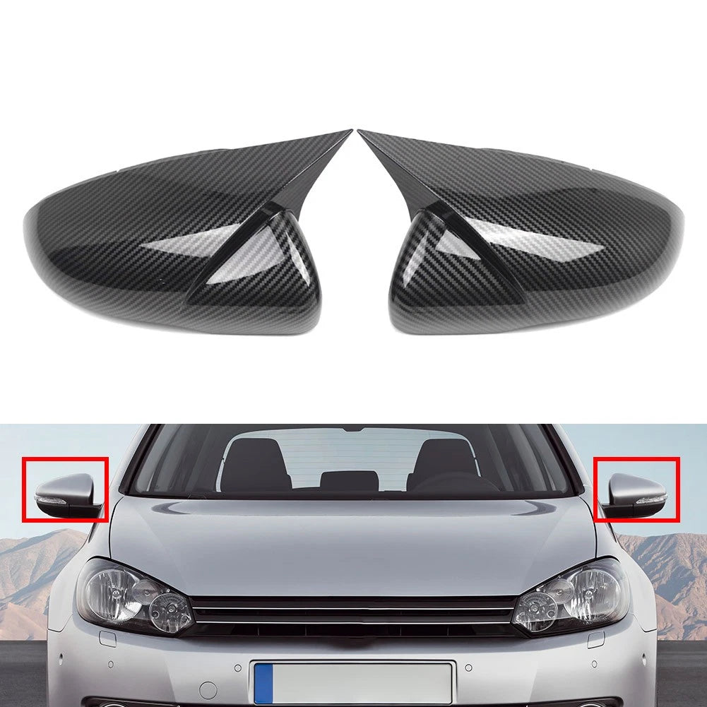 Carbon Fiber Black Side Rear View Mirror Cover Cap for VW Golf MK6 (2009–2013)