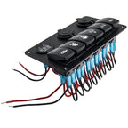 6 Gang Toggle Rocker Switch Panel with LED for Car Van Marine Boat (12-24V)