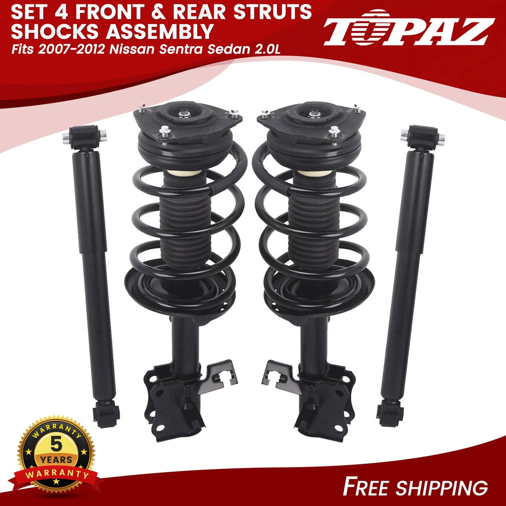 Set of 4 Struts Shocks Assembly for Nissan Sentra (2007–2012)
