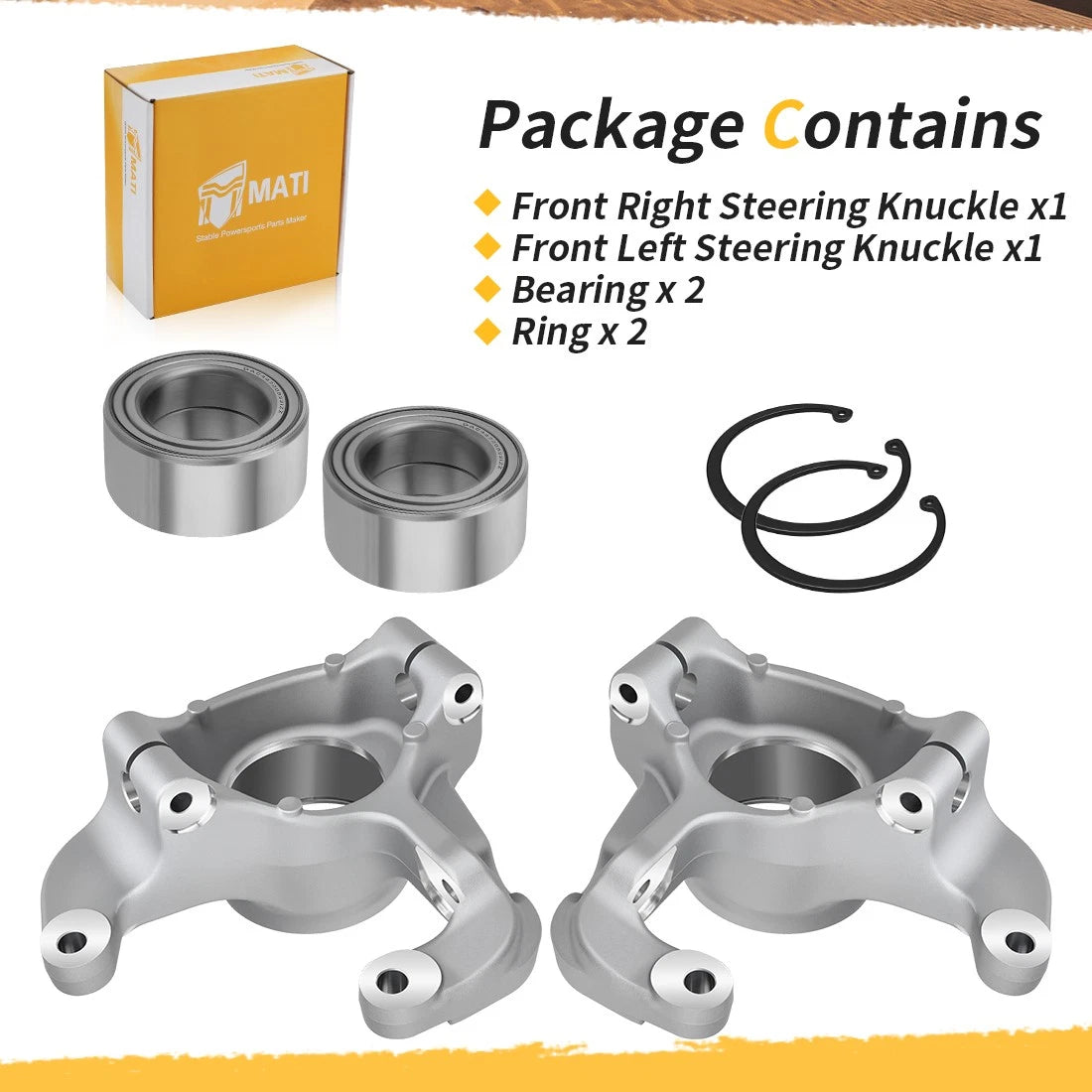 Set of 2 Steering Knuckles with Bearings for Polaris (1822945, 1822946)