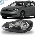 Driver Side Headlight for Volkswagen Golf/Jetta Sportwagen (2010–2014) Halogen Black