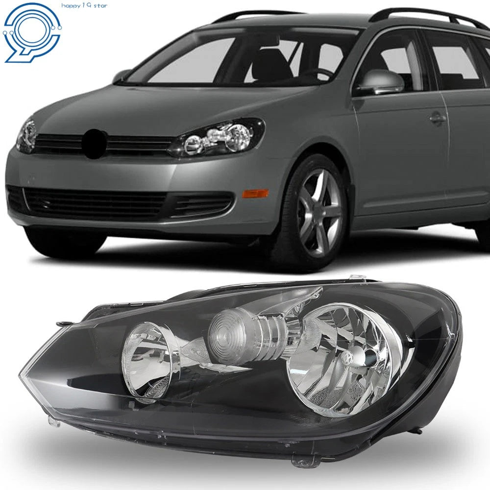 Driver Side Headlight for Volkswagen Golf/Jetta Sportwagen (2010–2014) Halogen Black