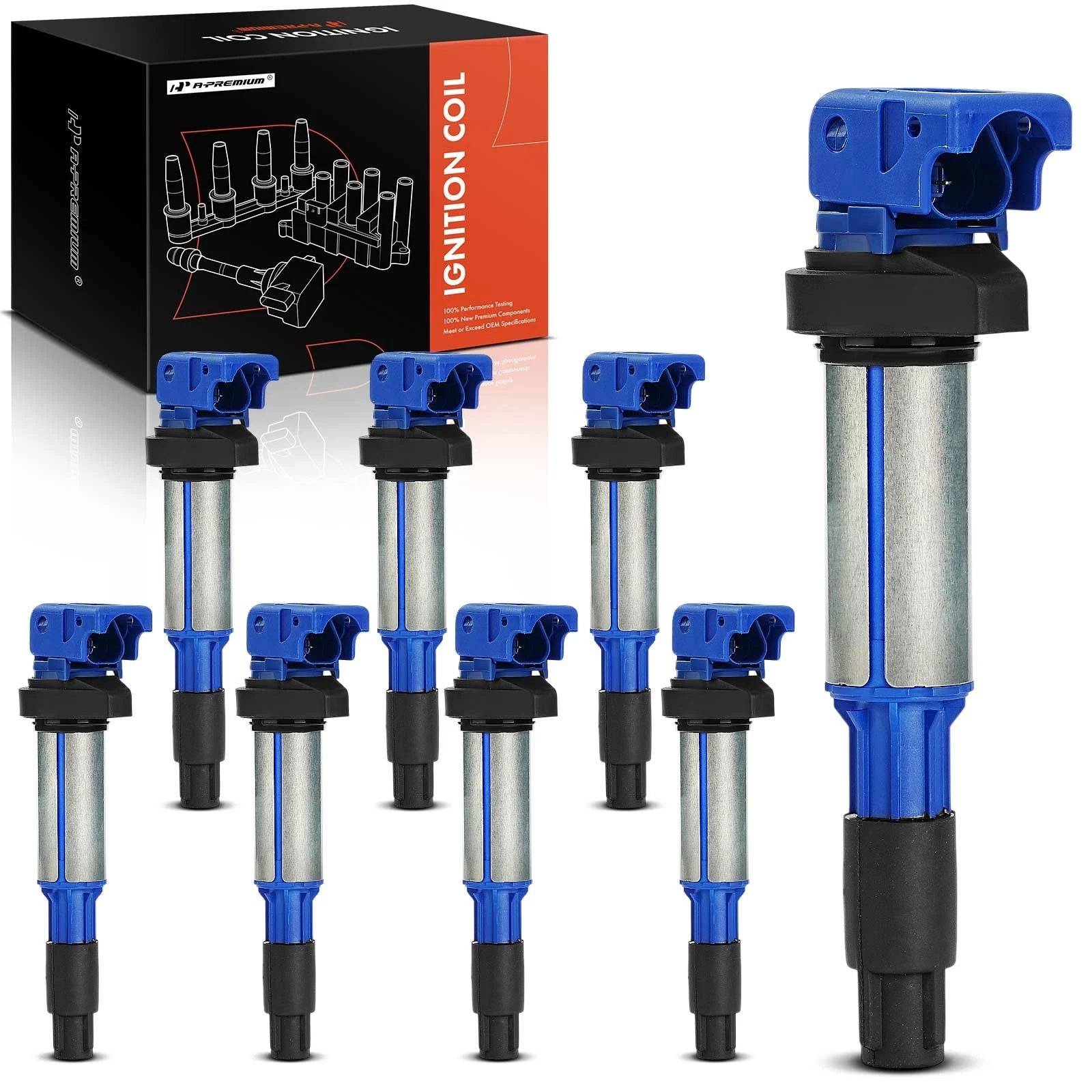 8x Blue Ignition Coil for BMW X5 545i 550i 645Ci 650i 745i 750i (2000–2006)