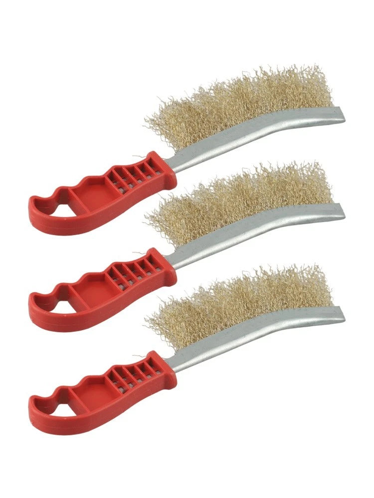 Brass Wire Brush Set for Cleaning Weld Slag and Seam (Pack of 3)