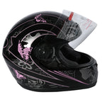Full Face Motorcycle Helmet for DOT Adult (S, M, L, XL, XXL) - Pink Black Butterfly
