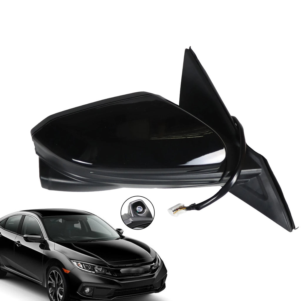 Passenger Side Mirror for Honda Civic Sedan (2016–2021) Power Heated View Camera Black