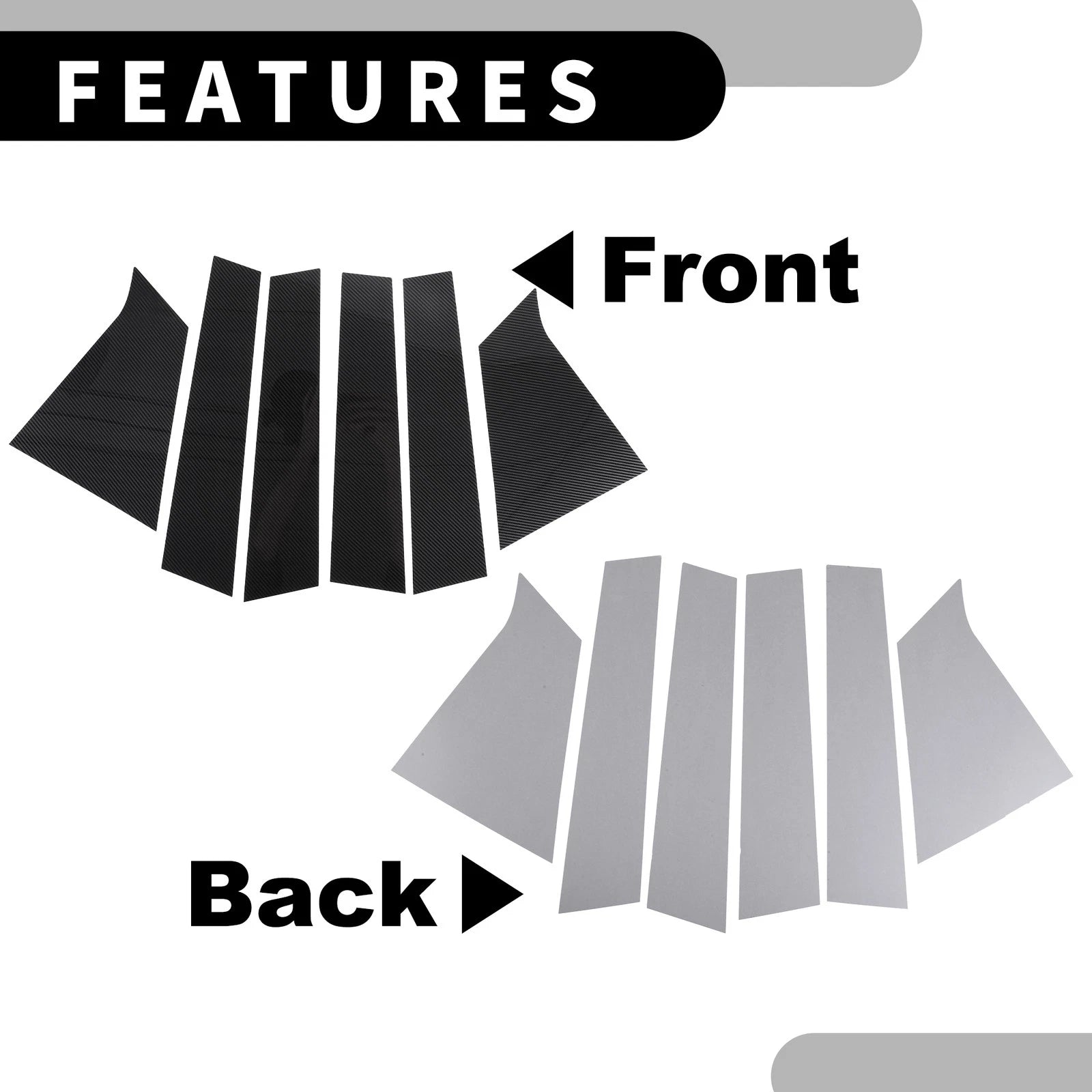 Set of 6 Car Pillar Window Trim Covers for Chevrolet Malibu (2016–2021) Black Carbon Fiber