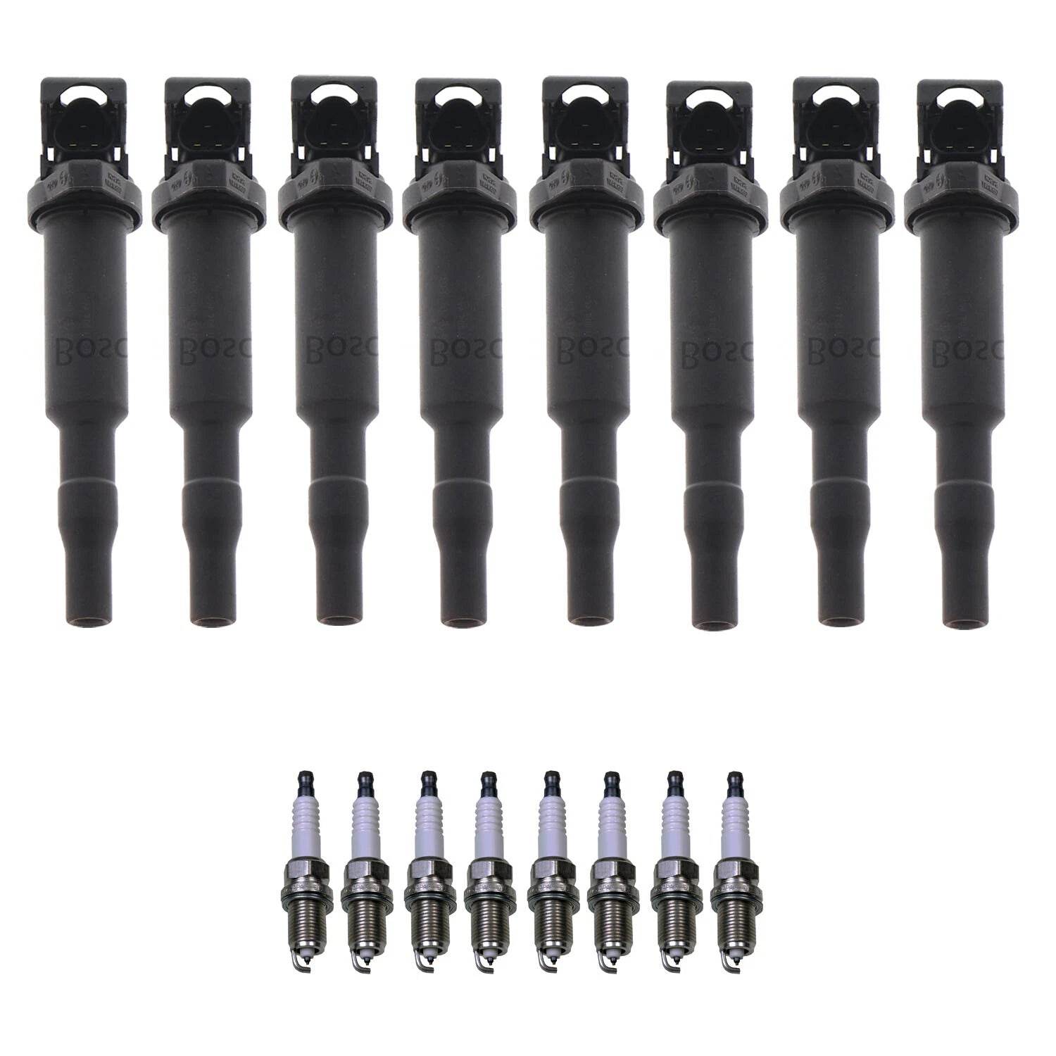 Set of 8 Ignition Coils & Spark Plugs for BMW E60 E64 550i V8 (2006–2010)