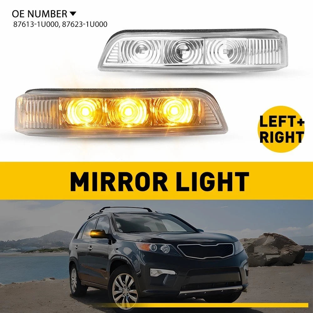 2X Mirror Turn Signal Light for Kia Sorento (2011–2015) EXV Amber Clear Lens
