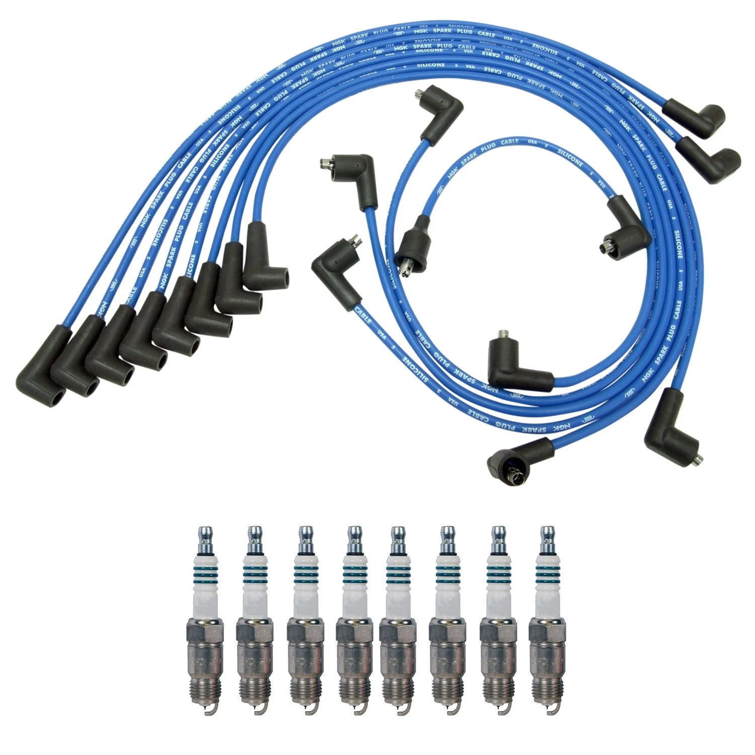 NGK 7mm Wire Set & Denso Iridium Spark Plug Kit for Bel Air Camaro (1955–1981)
