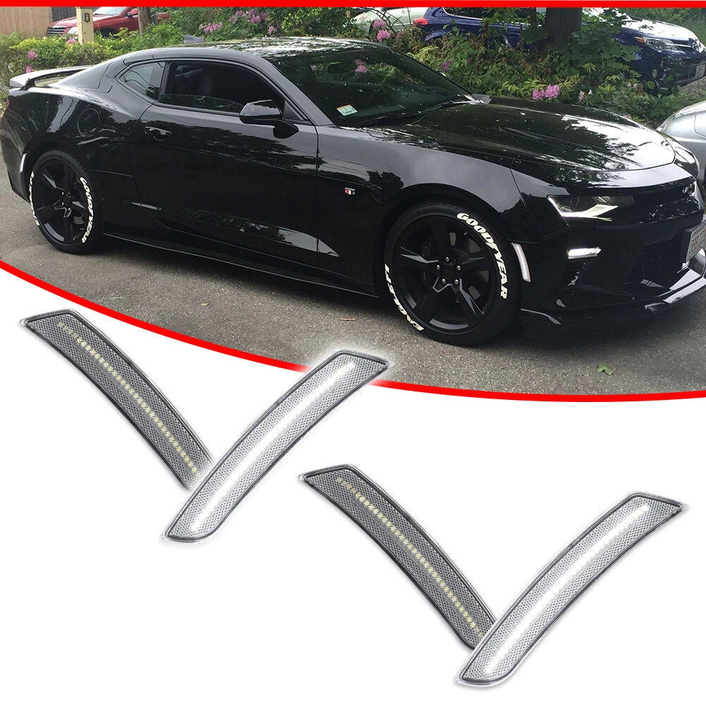 4X Clear White LED Side Marker Lights for Chevy Camaro (2016–2023)