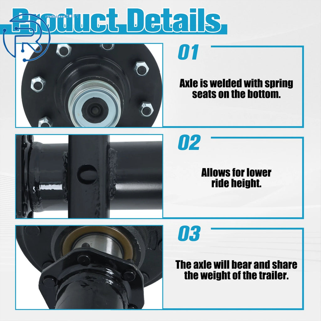 7K Trailer Axle for Boat RV Utility (75"-95")