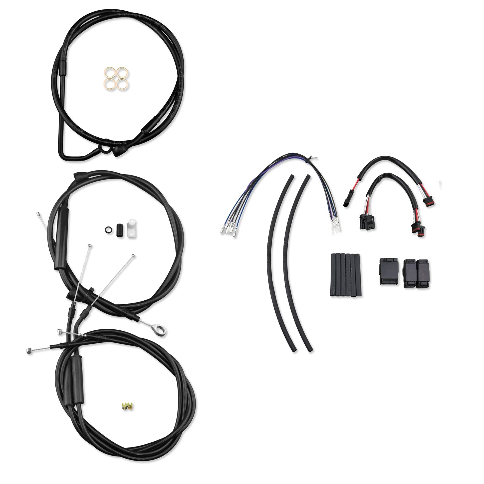 14" Black Stainless Brake Line Kit for Harley Softail (2011–2015) ABS