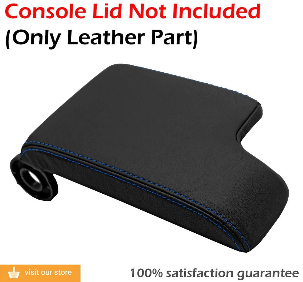 Leather Console Lid Armrest Cover for BMW E46 (1999–2004) Blue Stitch