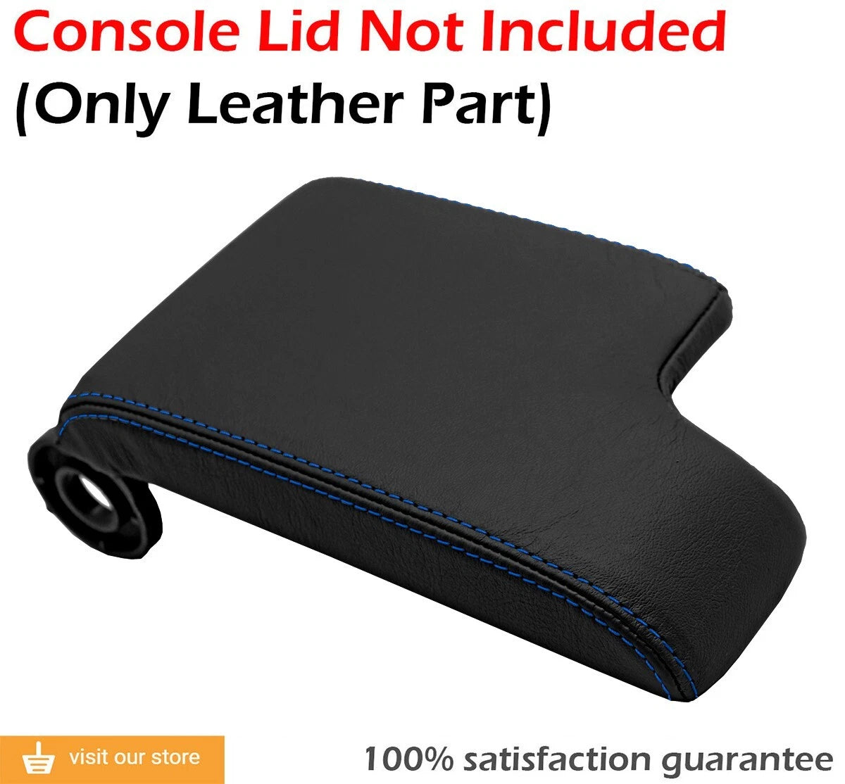 Leather Console Lid Armrest Cover for BMW E46 (1999–2004) Blue Stitch