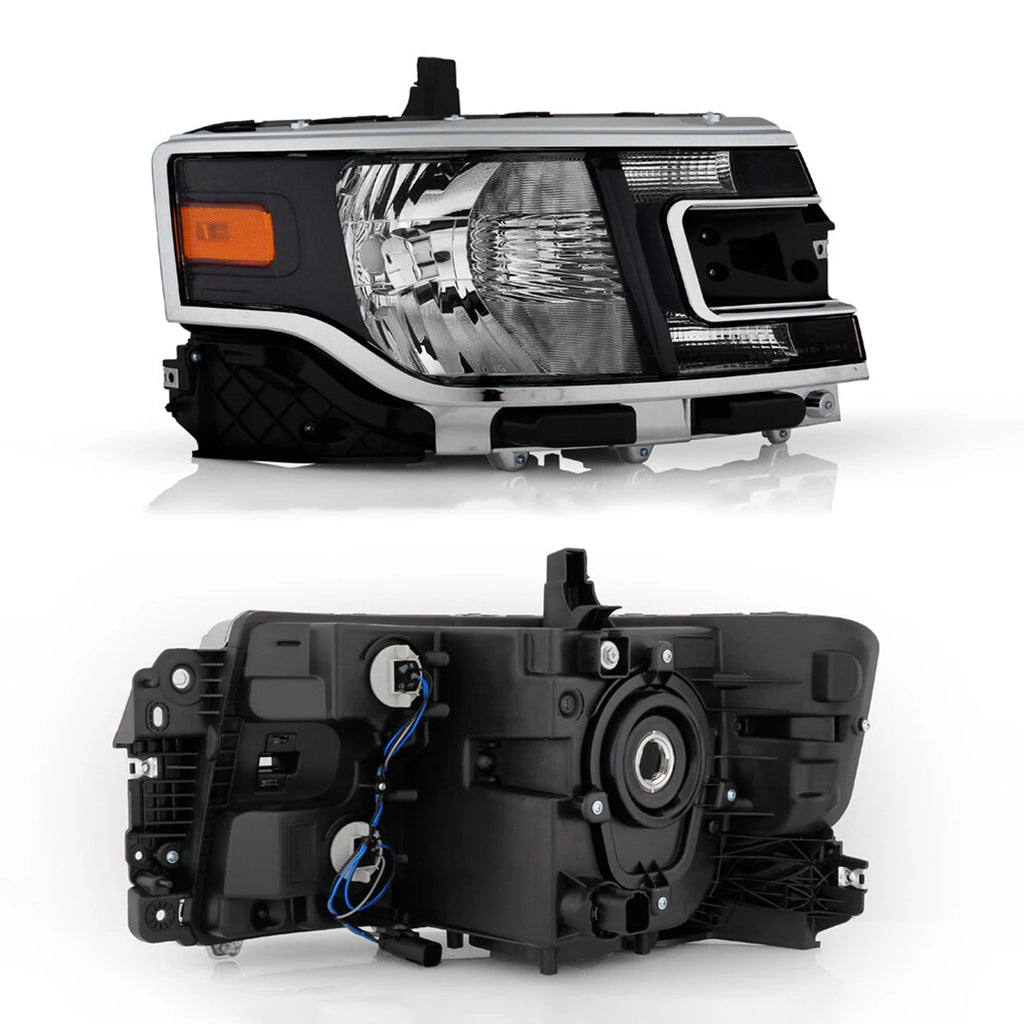 Halogen Headlight with Bulb for Ford Flex (2013–2019) Right Passenger Black Housing