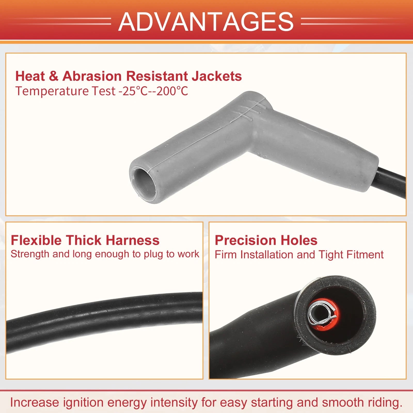 6X Spark Plug Wire Ignition Coil Cable AJ0318100 for Ford Ranger (2001–2003)