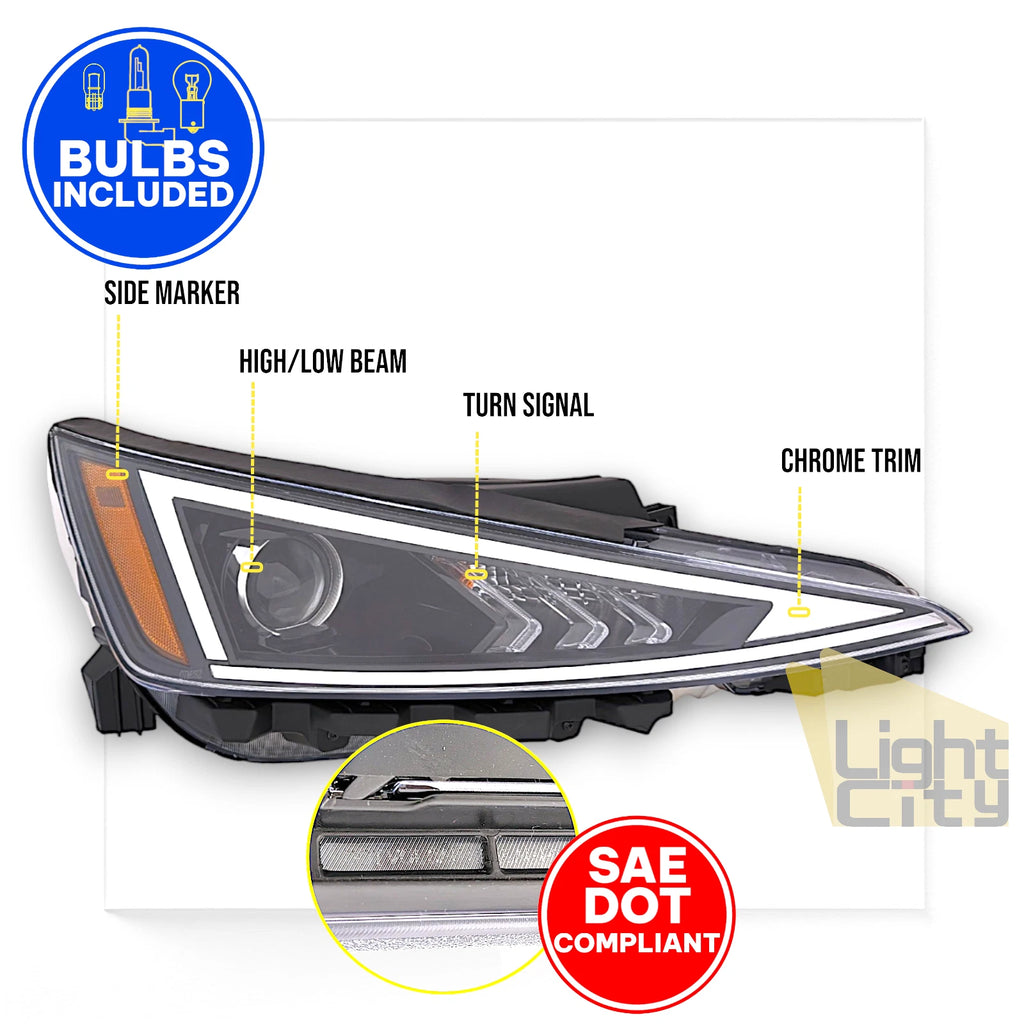Projector Halogen Headlight RH for Hyundai Elantra Sedan (2019–2020)