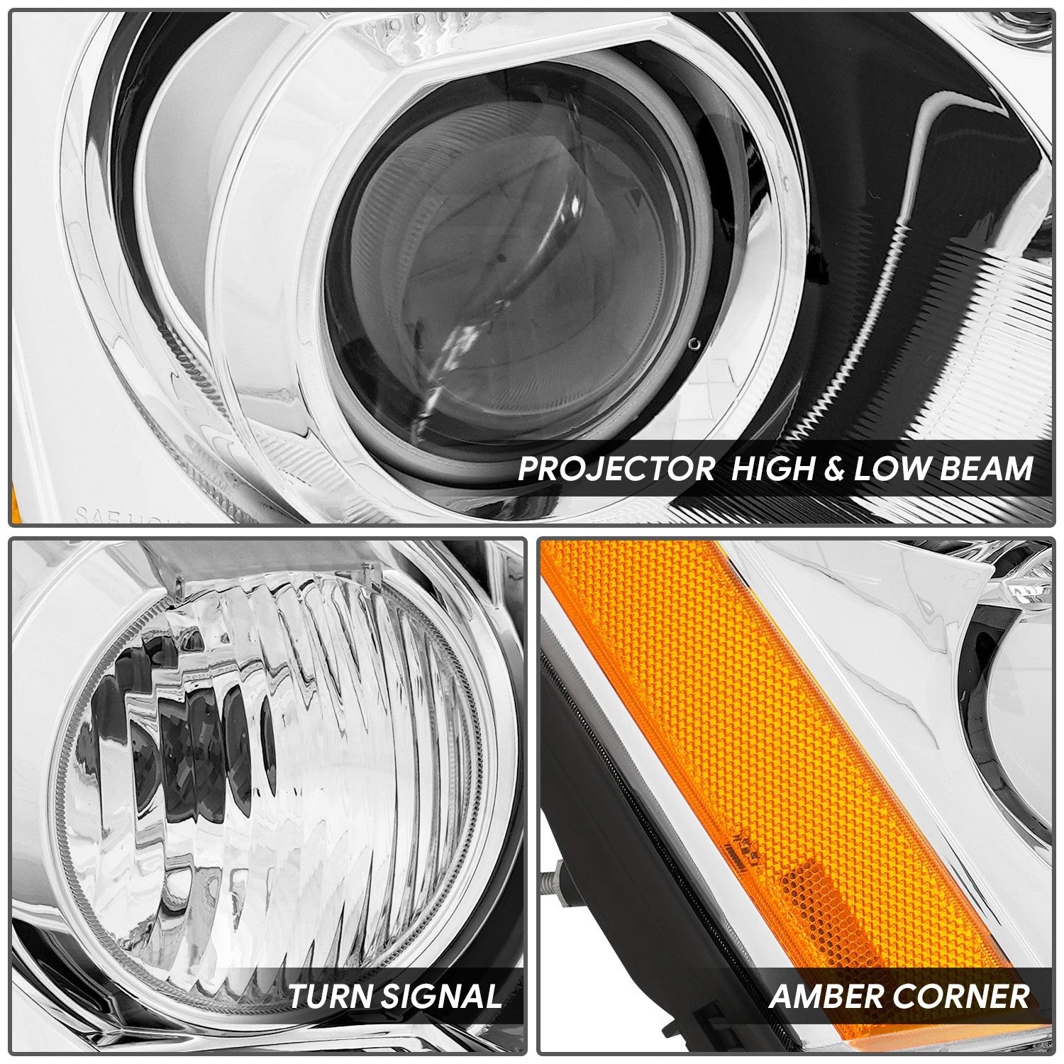 Passenger Right Chrome Projector Headlight for Cadillac DTS (2006–2011)