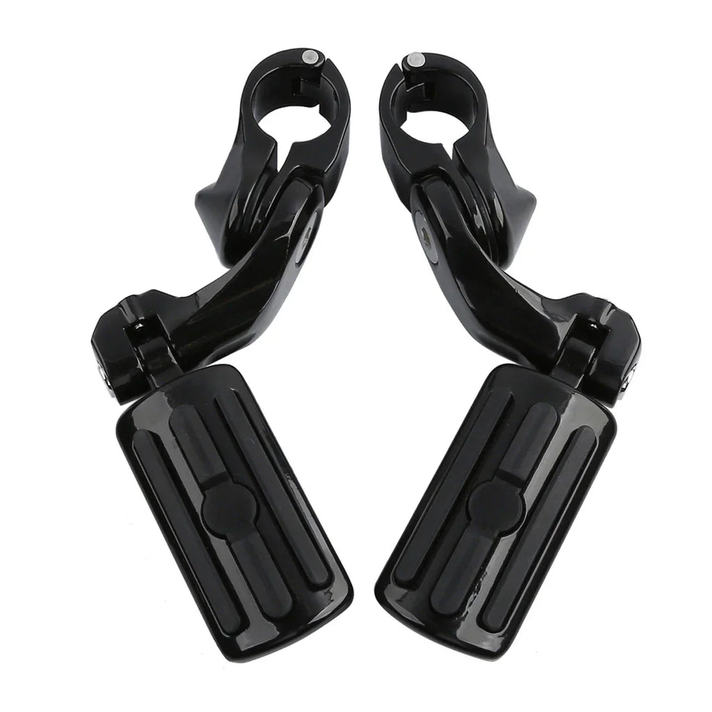 1-1/4" Black Short Angled Highway Engine Guard Foot Pegs for Harley