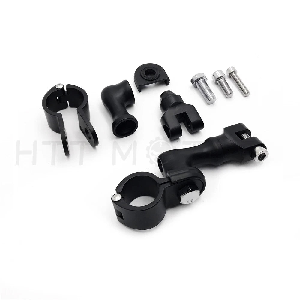 Black Short Angled Highway Peg Mounting for 1-1/4" Engine Guard