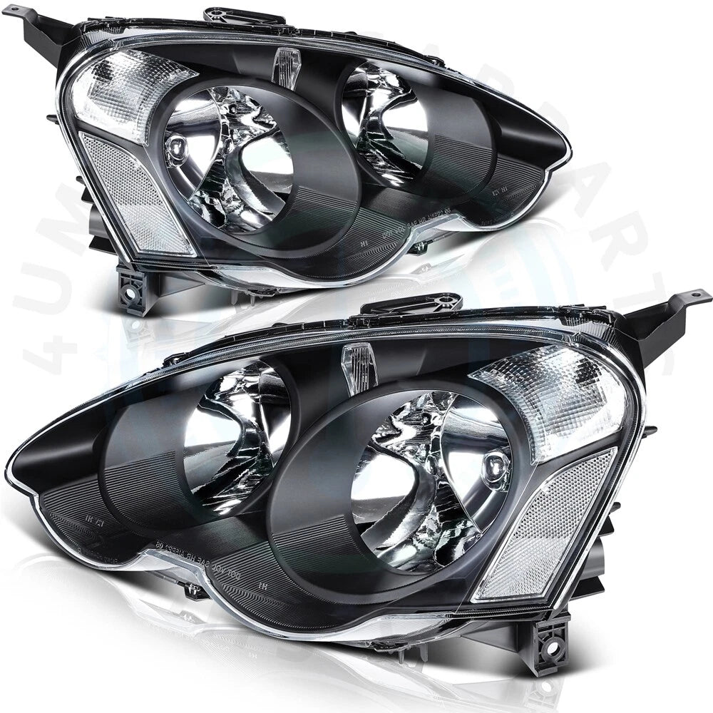 Set of 2 Black Housing Headlights Assembly for Acura RSX (2002–2004)